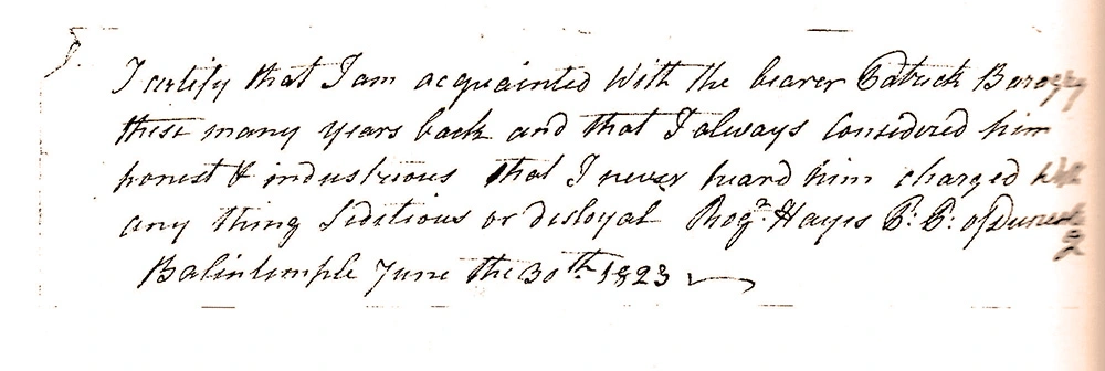 Letter of Recommendation for William Barnet (1825)