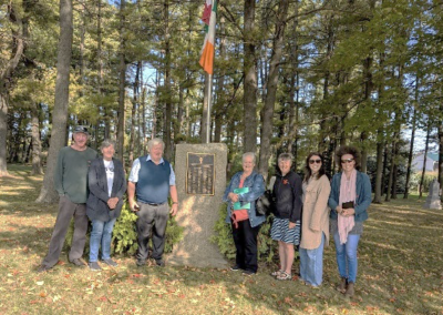 At the Downeyville Pioneer Cemetery, Christy Roche was joined by Patrick Hennessey, Maggie Hennessey, Mary Connell, Mary Smith, Megan Murphy and Nancy Towns as they stand in front of the monument.