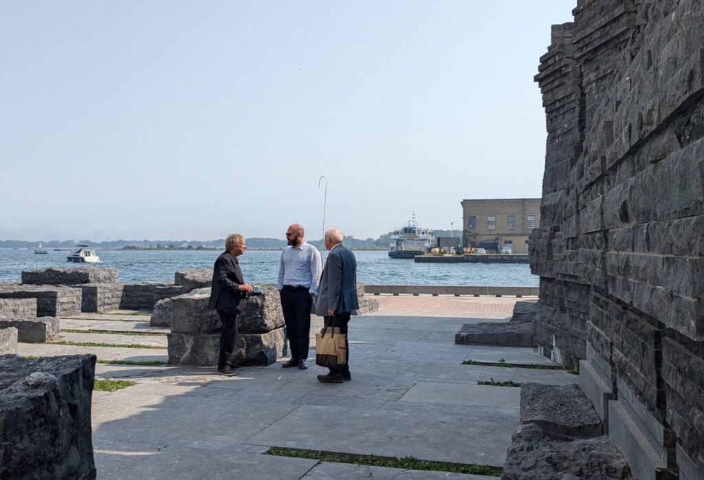 Nine Ships 1825 Board Chair Brendan Moher and Member Elwood Jones visit Ireland Park and learn more about the memorials to the Irish Famine migrants of 1847.