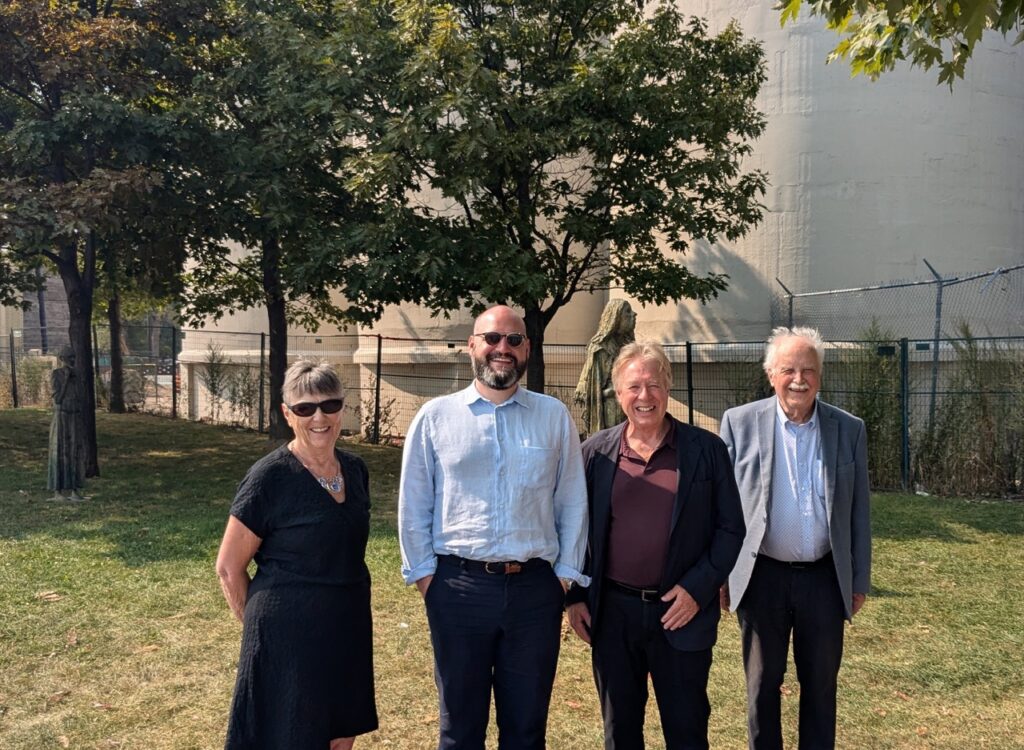  Nine Ships 1825 Board Vice Chair Mary Smith, Canada Ireland Foundation Executive Director William Peat, Board Member Elwood Jones and Chair Brendan Moher visited Ireland Park in Toronto on a warm sunny day in September.